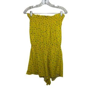 Jolie & Joy Smocked Strapless Romper Small Yellow Floral New Lightweight Summer